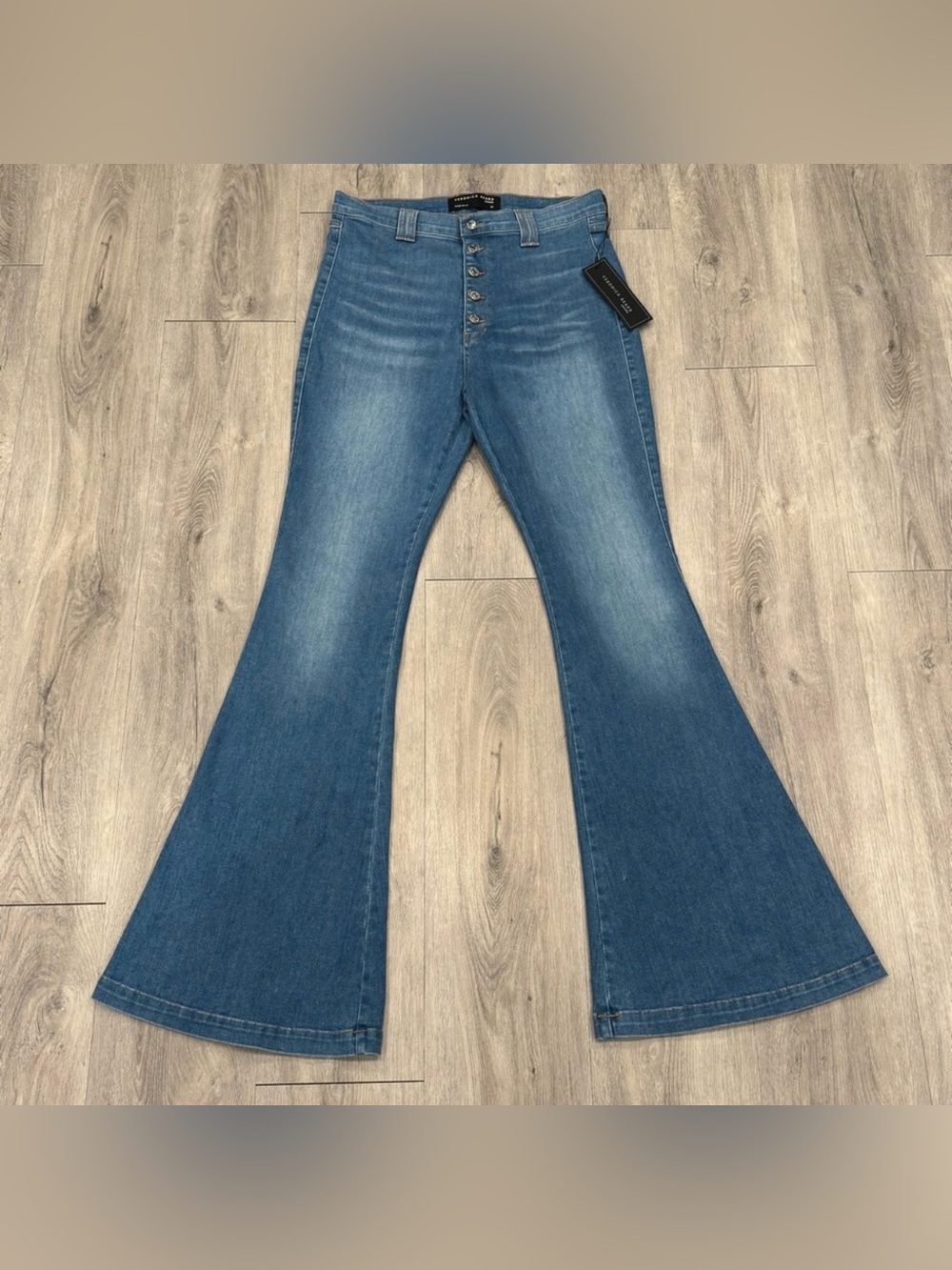 Veronica Beard Sheridan High Rise Blue Denim Bell Bottom Exaggerated Flare Jeans